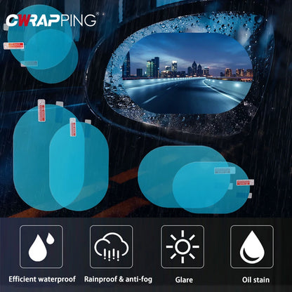 2/4pcs Car Rearview Mirror Film Side Window Rainproof Clear Film Anti Fog Window Mirror Protective Sticker for Car Accessories
