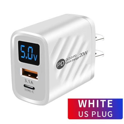 USB Charger 20W Fast Charging Mobile Phone Adapter For iPhone 14 Samsung Xiaomi Huawei Quick Charge 3.0 Wall USB Charger Adapter