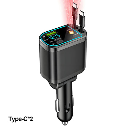 5 in 1 Retractable Car Charger with USB C Cable Roof Starlight Car Charger Adapter Compatible for iPhone Huawei Samsung
