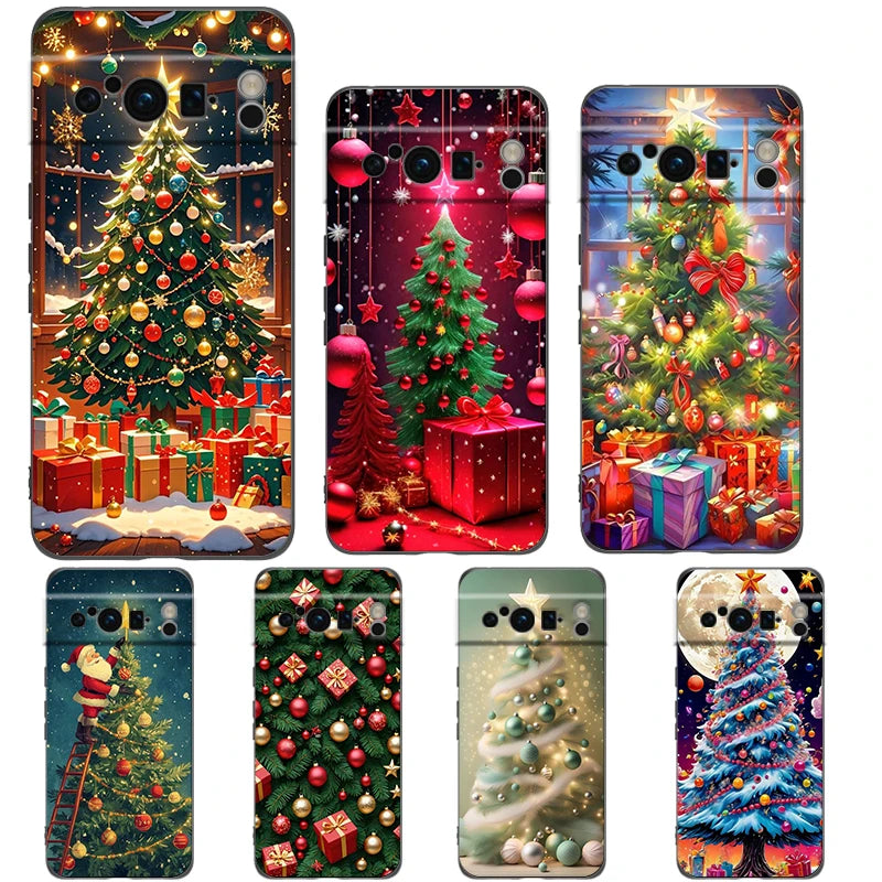 Phone Case Cover for Google Pixel 9 8 7 6 9A 8A 7A 6A Pro 10 9 Pro XL Soft TPU Shockproof Shell Capas Christmas Christmas Tree