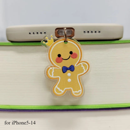 Gingerbread Man Christmas Dust Plug Type C Phone Charge Port Plug For iPhone Dust Protection Stopper Pendant Lady Friend Gift