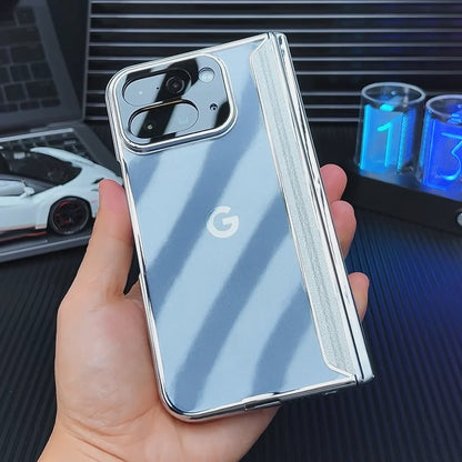 Magnetic Hinge Holder Case for Google Pixel 10 Pro Fold Luxury Plating Clear Front Screen Glass Cover for Pixel 10 Pro Fold Case