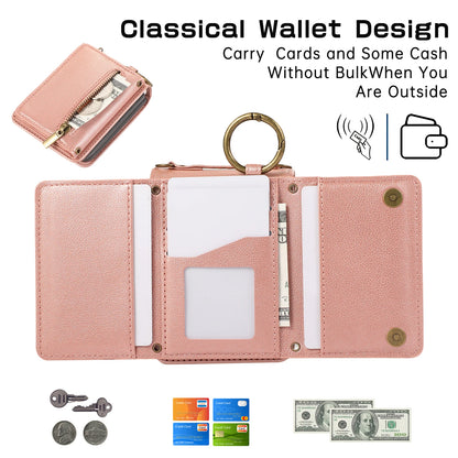 Crossbody Zipper Cards Solt Wallet Leather Case For Samsung Galaxy Z Flip 7 FE 6 5 4 Ring Holder Triple Fold Lanyard Stand Cover