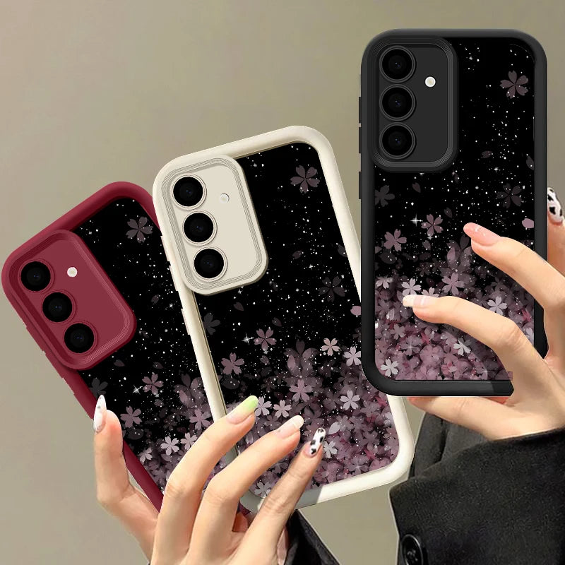 Cherry Blossom Silicone Case For Samsung Galaxy S25 Edge S24 S23 Ultra S24 FE A55 A15 A16 A35 A25 A53 A54 A56 5G TPU Phone Cover