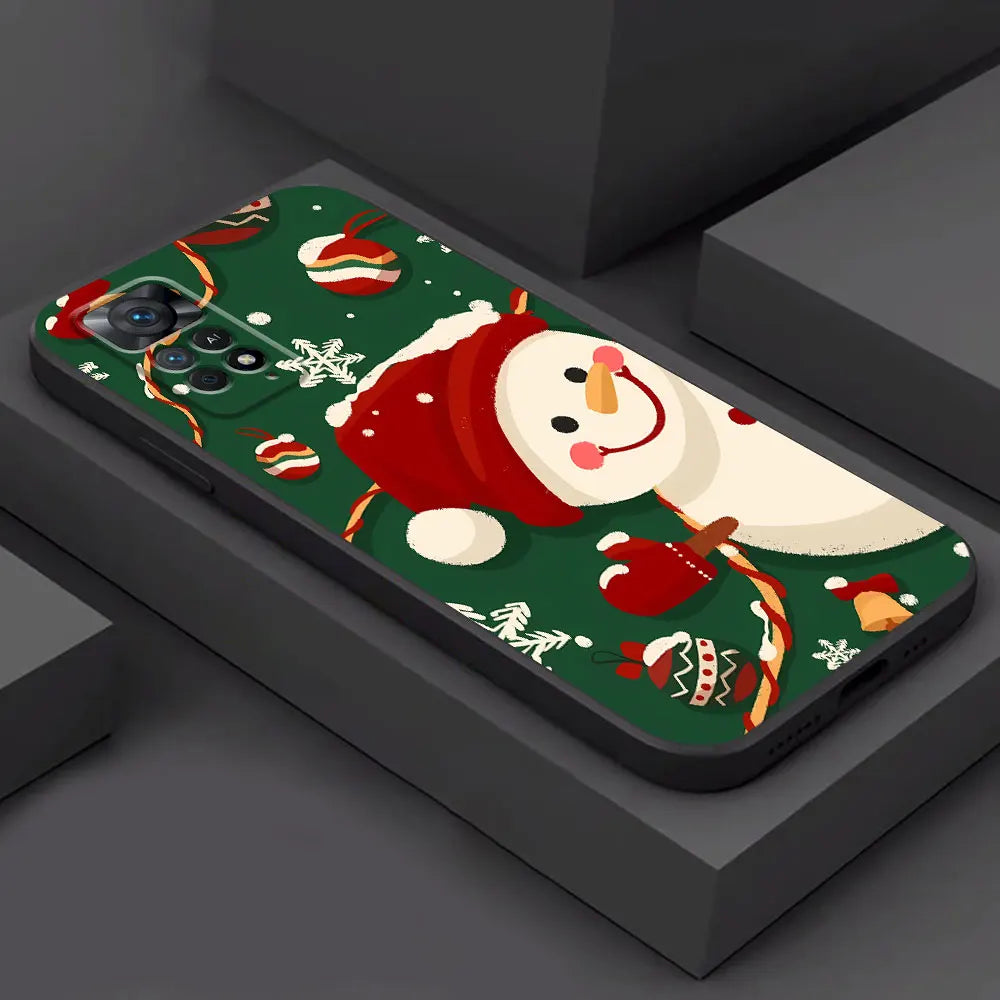 Claus Elk Snowman Christmas Tree Phone Case for Redmi Note 10S 12S 8T 11S 9S 9 8 7 12 10 11 Pro 13 Pro 9T Silicone Bumper Cover