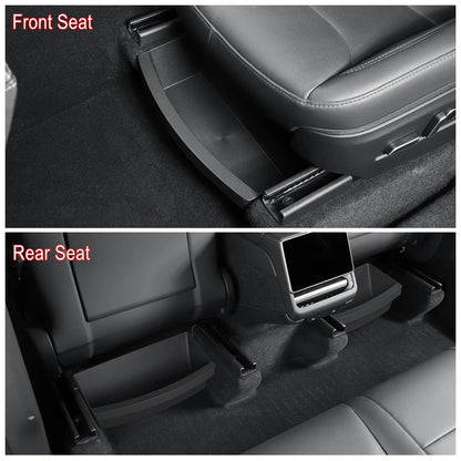 Under Seat Storage Box For Tesla Model Y Juniper 2025 Center Console Organizer Bins Front Backseat Bag Trash Tray Accessories
