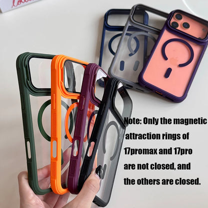 For Magsafe Glass Lens Holder Clear Case for IPhone 17 Pro Max 17 Pro Original Color Magnetic Wireless Charging Shockproof Cover