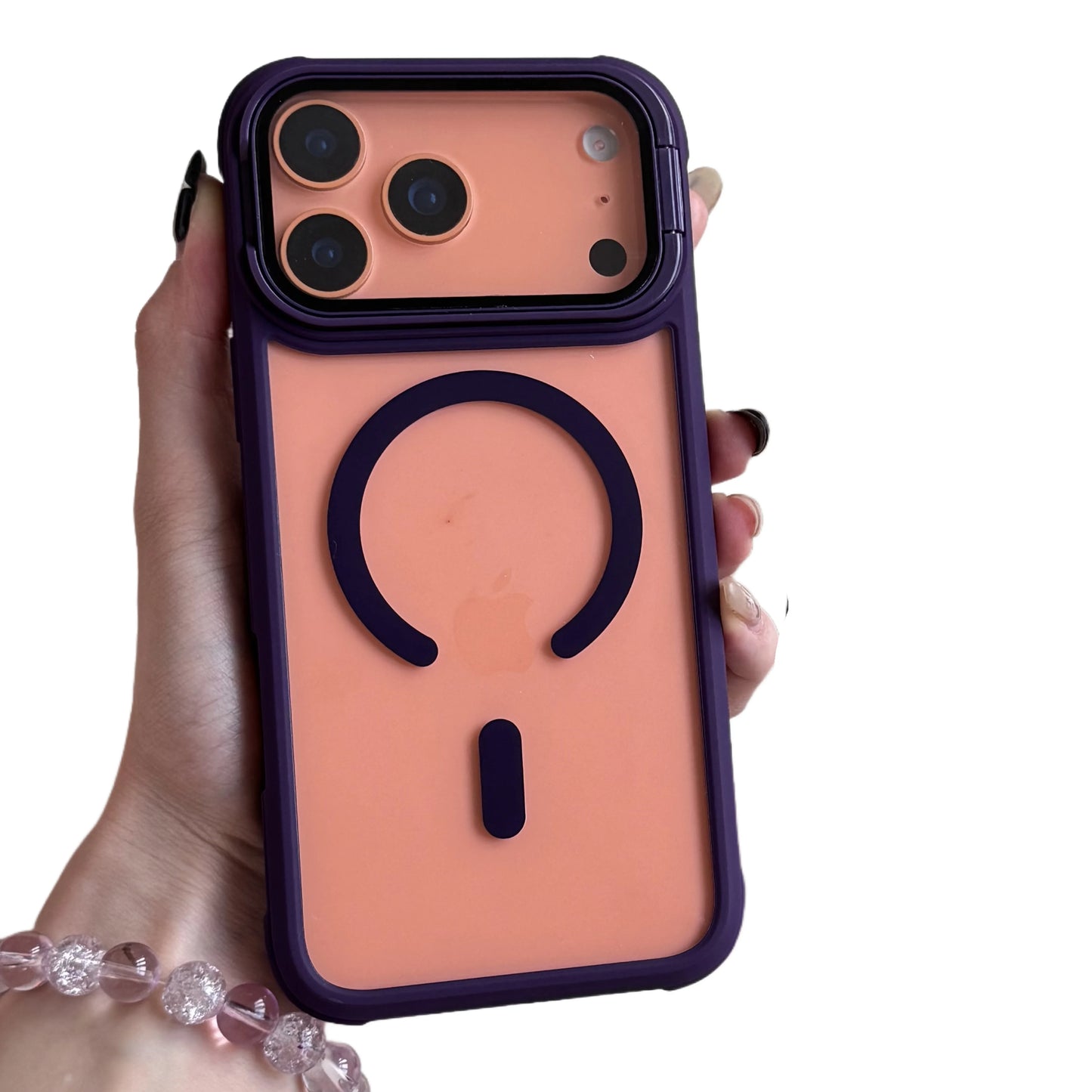 For Magsafe Glass Lens Holder Clear Case for IPhone 17 Pro Max 17 Pro Original Color Magnetic Wireless Charging Shockproof Cover