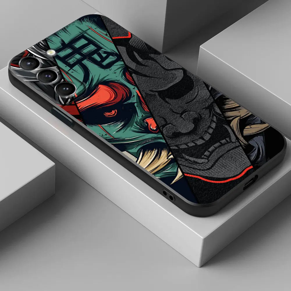Samurai Hannya Mask Ghost Phone Case For Samsung Galaxy S24FE Cases S25 S23 S21 Ultra S20 S24 FE S22 Plus A25 A35 A54 A55 Cover