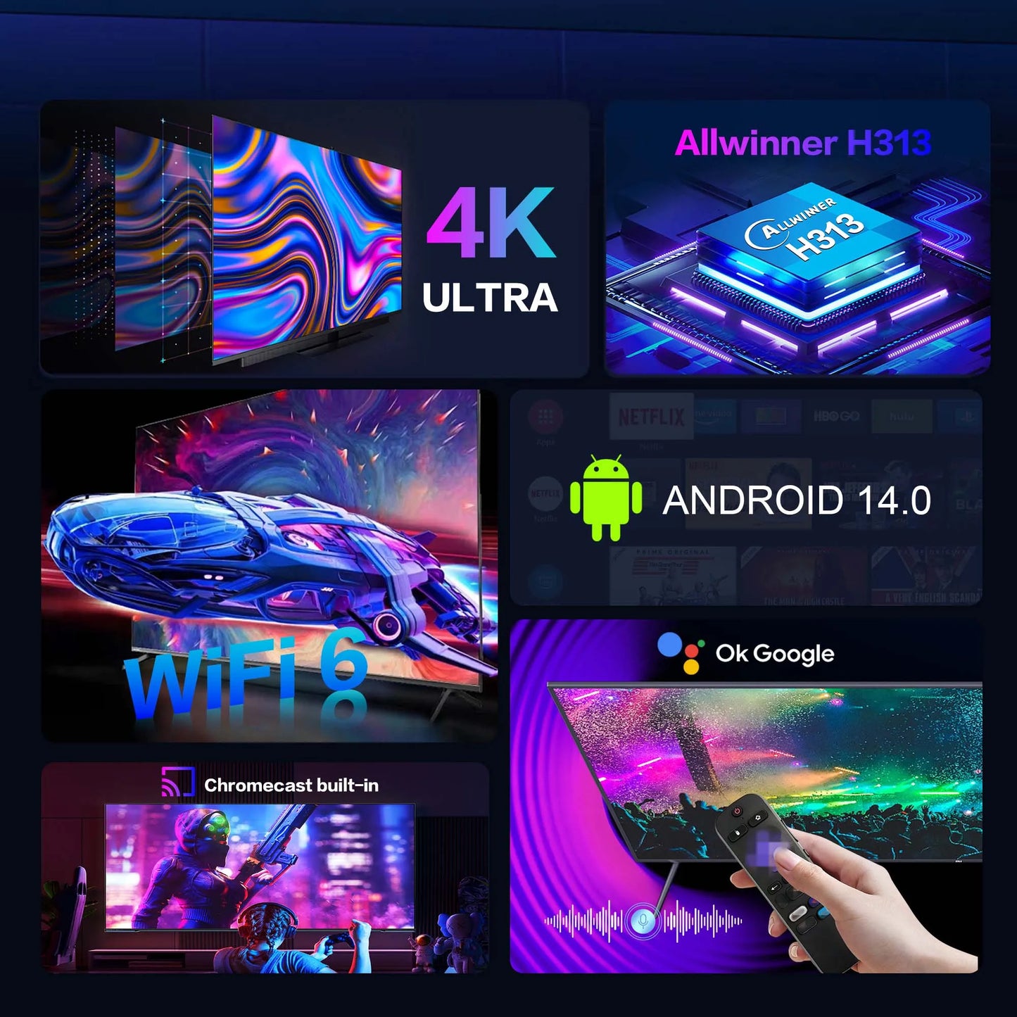 Mortal Q8 Ultra Android 14 TV Stick Full HD 4K 1080P WiFi 6 Netflix Youtube TV Dongle BT5.0 Wireless Video Decoder Media Player