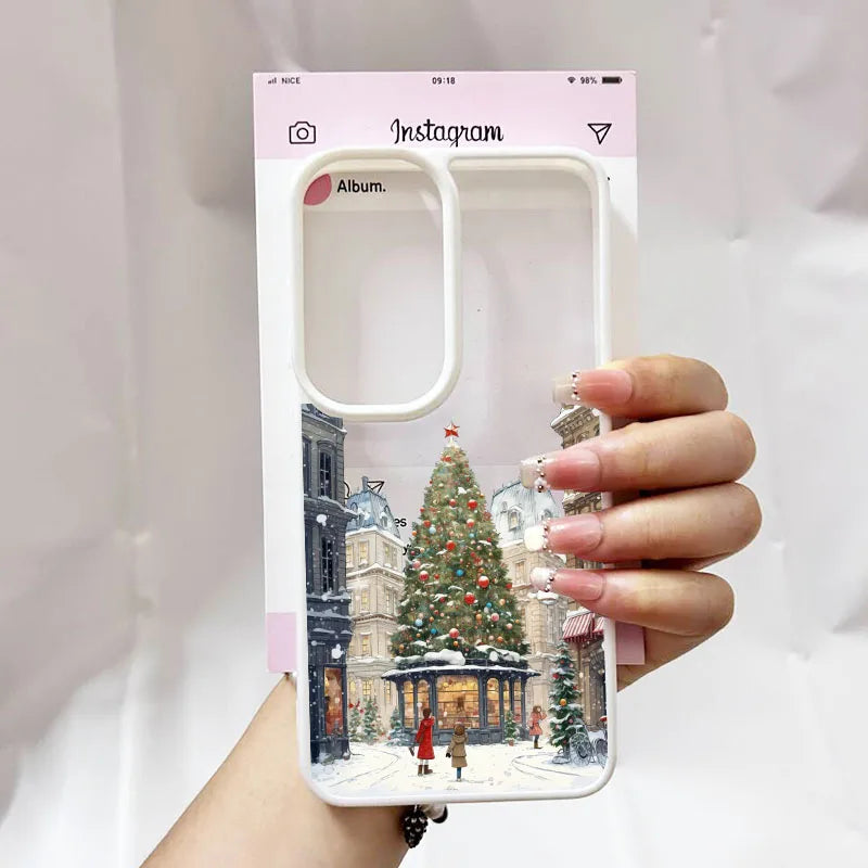 For Samsung Galaxy S25 Cute Winter Snow Case for Samsung S24 S25 S23 Ultra S 25 24 Plus Christmas Santa Claus Clear Phone Cover