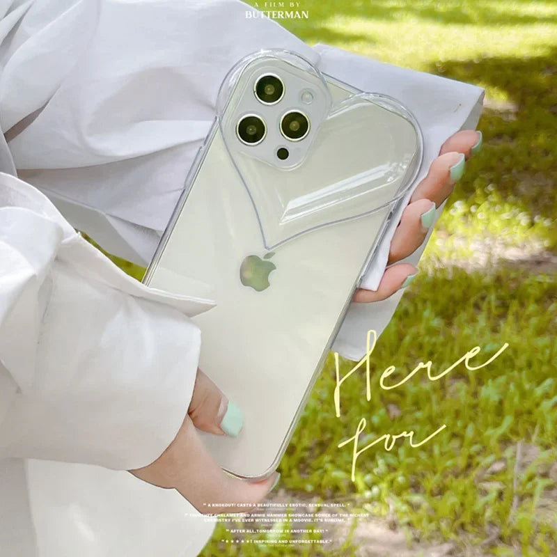 Love Heart Protect Lens Phone Cases For IPhone 16 15 14 13 12 11 Pro Xs Max XR 7 8 Plus SE2/SE3 TPU Shockproof Back Cover
