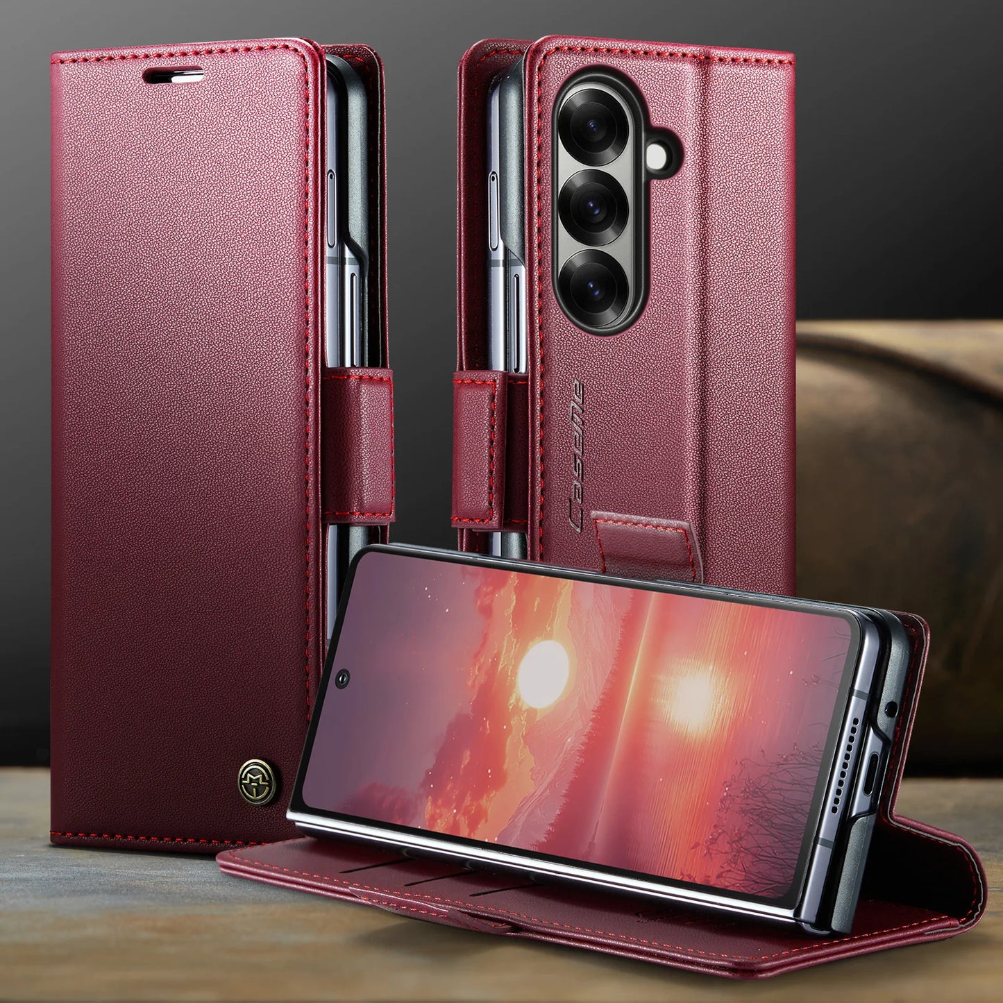 CaseMe Retro New PU Leather Magnetic Book Phone Case For Samsung Galaxy Z Fold 7 6 5 Wallet Flip Case For Samsung Galaxy Z Fold7