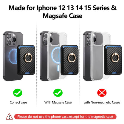 Rfid Magsafe Credit Card Holder Men Wallets Magnetic Pu Leather Bank Cardholder Case Phone Back Sticker for Iphone 15 16 Pro