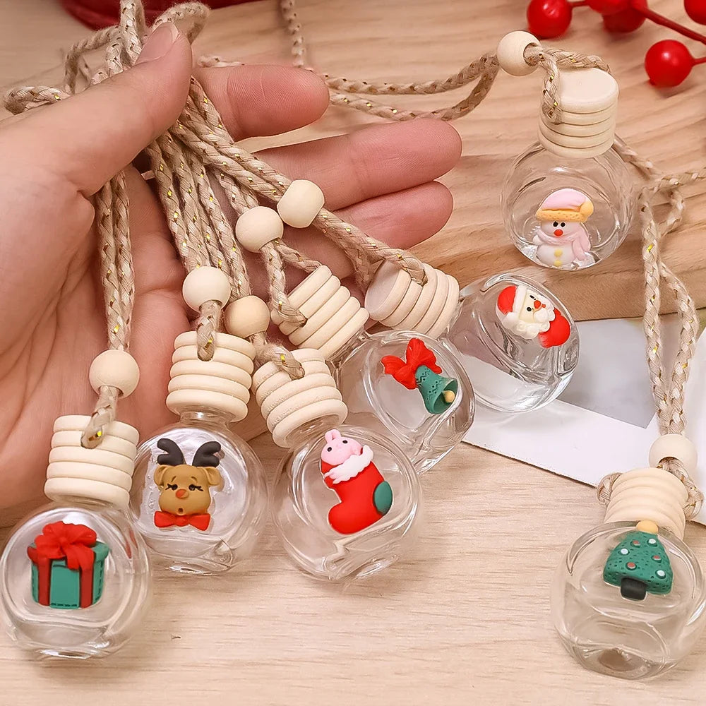 10ml Perfume Galss Bottle Pendant Christmas Car Auto Rearview Mirror Decoration Empty Bottle Aromatherapy Essential Oil Bottle