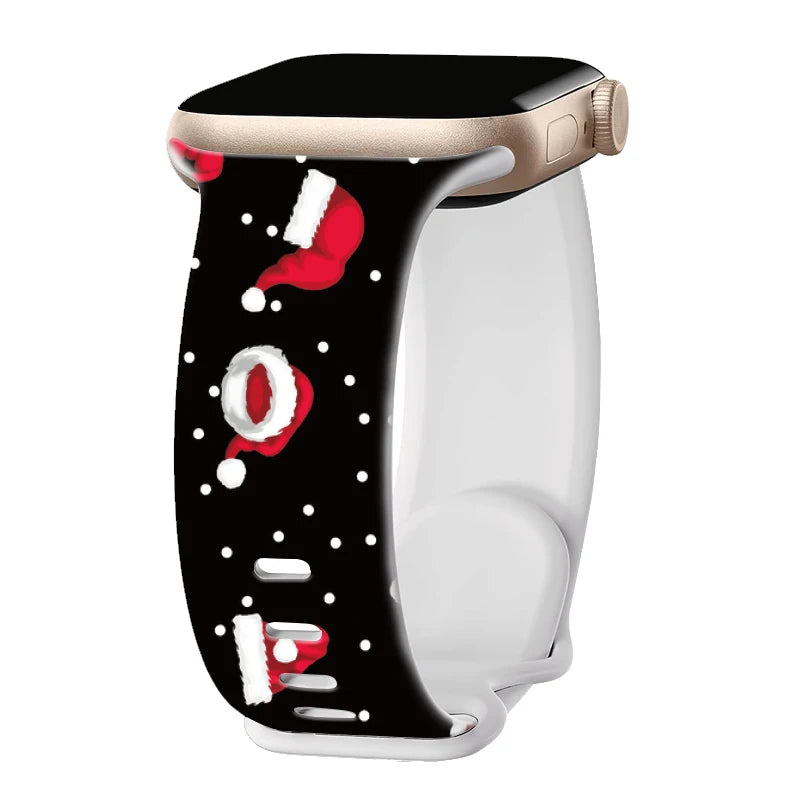 Christmas Strap for Apple Watch Ultra 3 Band 49mm 46mm 41mm 42mm 44mm 45mm Silicone Loop Bracelet for iWatch 11 10 9 8 7 6 5 SE