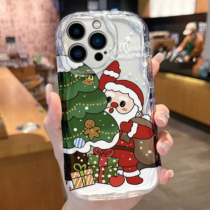 Santa Claus Wave Case for iPhone 16 15 14 Pro Max 13 12 Mini 11 XS X XR 8 7 Plus SE 2022 2020 Soft Shockproof Back Cover Funda