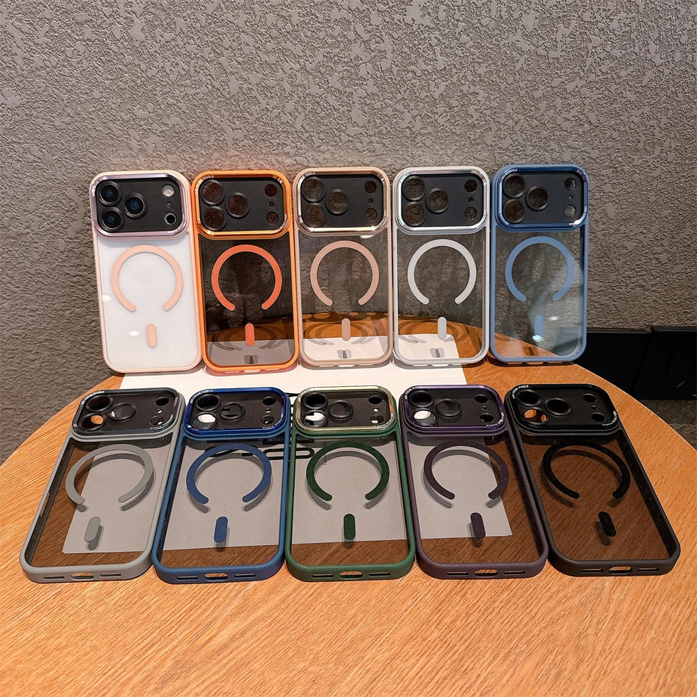 Crystal Clear Acrylic Magnetic Case for iPhone 17 Air 17 Pro Max for Magsafe Wireless Charging Shockproof Camera Bumper Cover