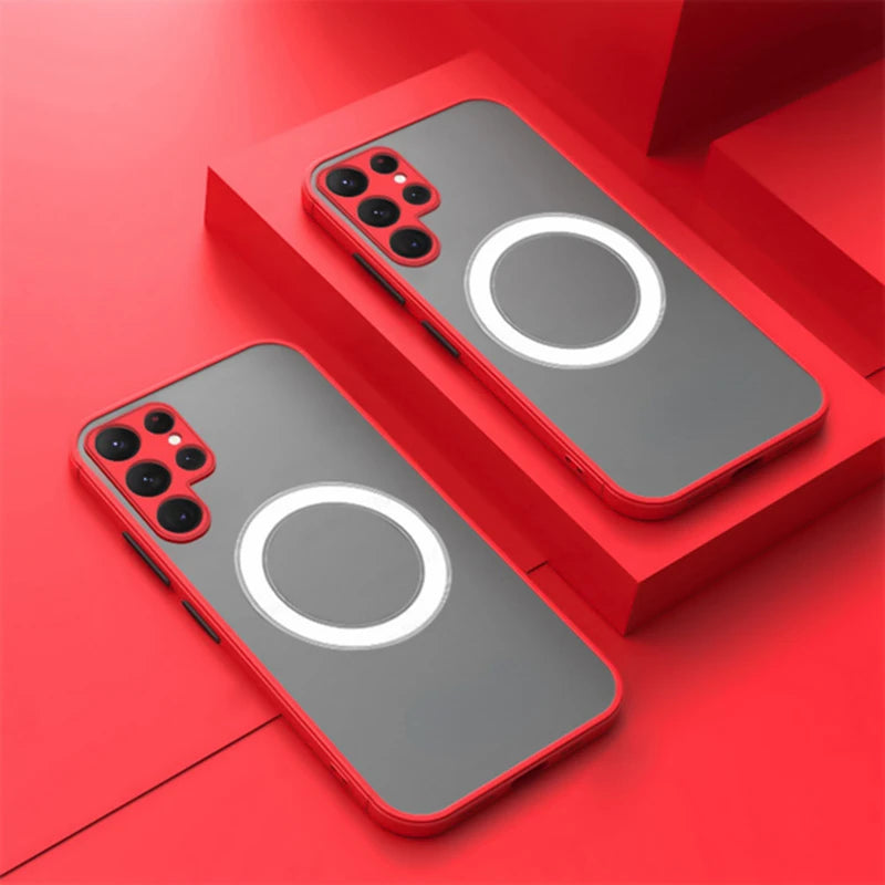 for Samsung Galaxy S25 S24 S23 S22 S21 Ultra Plus FE Note 20 Case Wireless Charge Magnet Magsafe Skin Soft Cover Shell Fundas