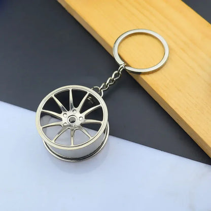 Creative Mini Auto Parts Car Wheel Keychain Auto Enthusiast Metal Keyring Accessories Key Ring Chain for Men Woman Lover Gift