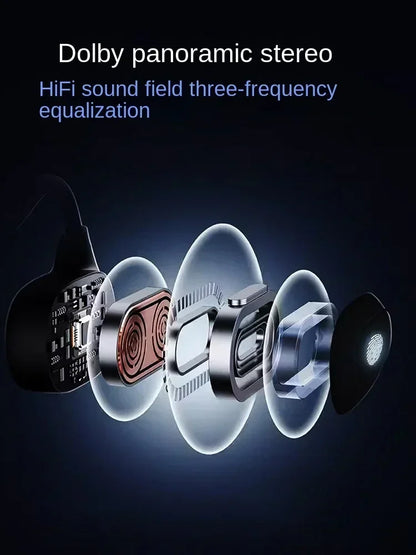 Neckband AIR bone conduction headphones wireless Bluetooth Headset with mic sports running non-ear-wearing For Xiaomi iPhone 15