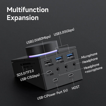 Hagibis Knob USB C Hub With Shortcut Buttons Type-C Docking Station Volume Adjustment Desktop Controller 2.5G RJ45 for Macbook