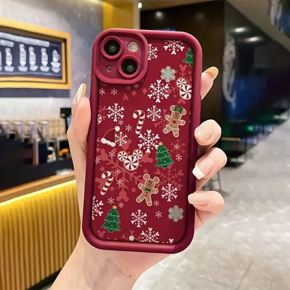 Winter Christmas Design Phone Case For iPhone 16 15 14 13 Pro Max 11 12 X XR XS Max 16E 7 8 Plus Shockproof Soft Silicone Cover