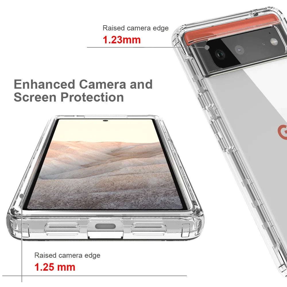 Transparent Case for Google Pixel 6 Pro 6A / Pixel 7 Pro 7A Hybrid Shockproof Tpu/pc Shell Dual Layer Candy Color Cover Funda