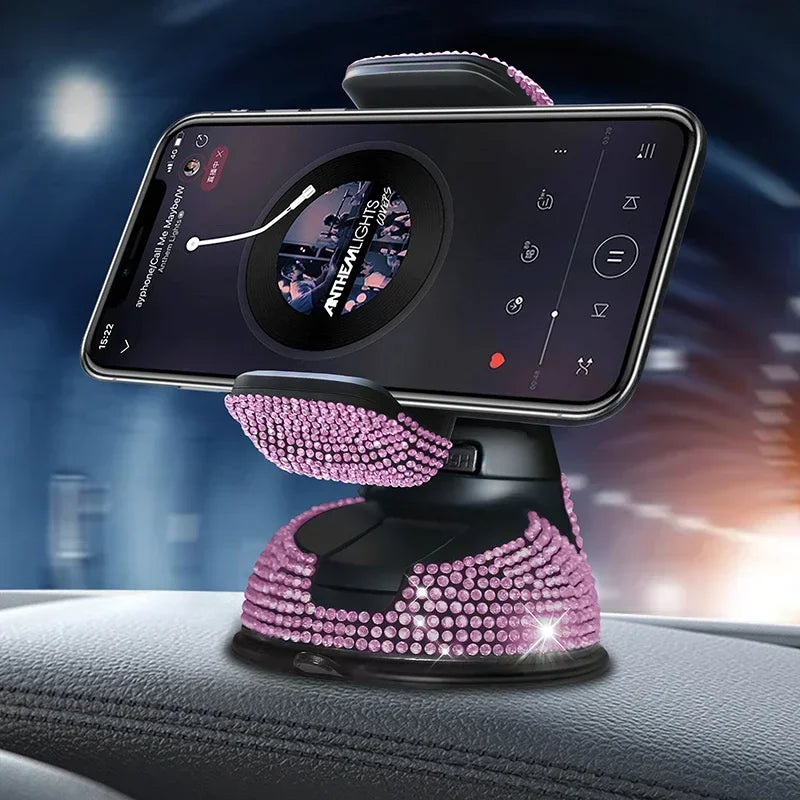 Crystal Rhinestones 360 Degree Car Phone Holder for Car Dashboard Auto Windows and Air Vent Universal Car Mobile Phone Holder