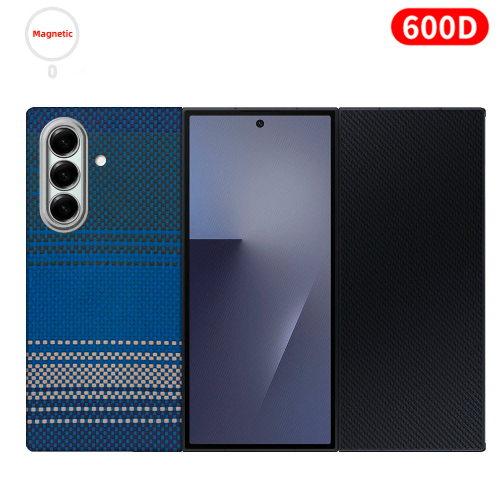 For samsung galaxy z trifold aramid case 600d kevlar carbon aramid fiber fabric thin hard cover magnetic balck Slim light premiu