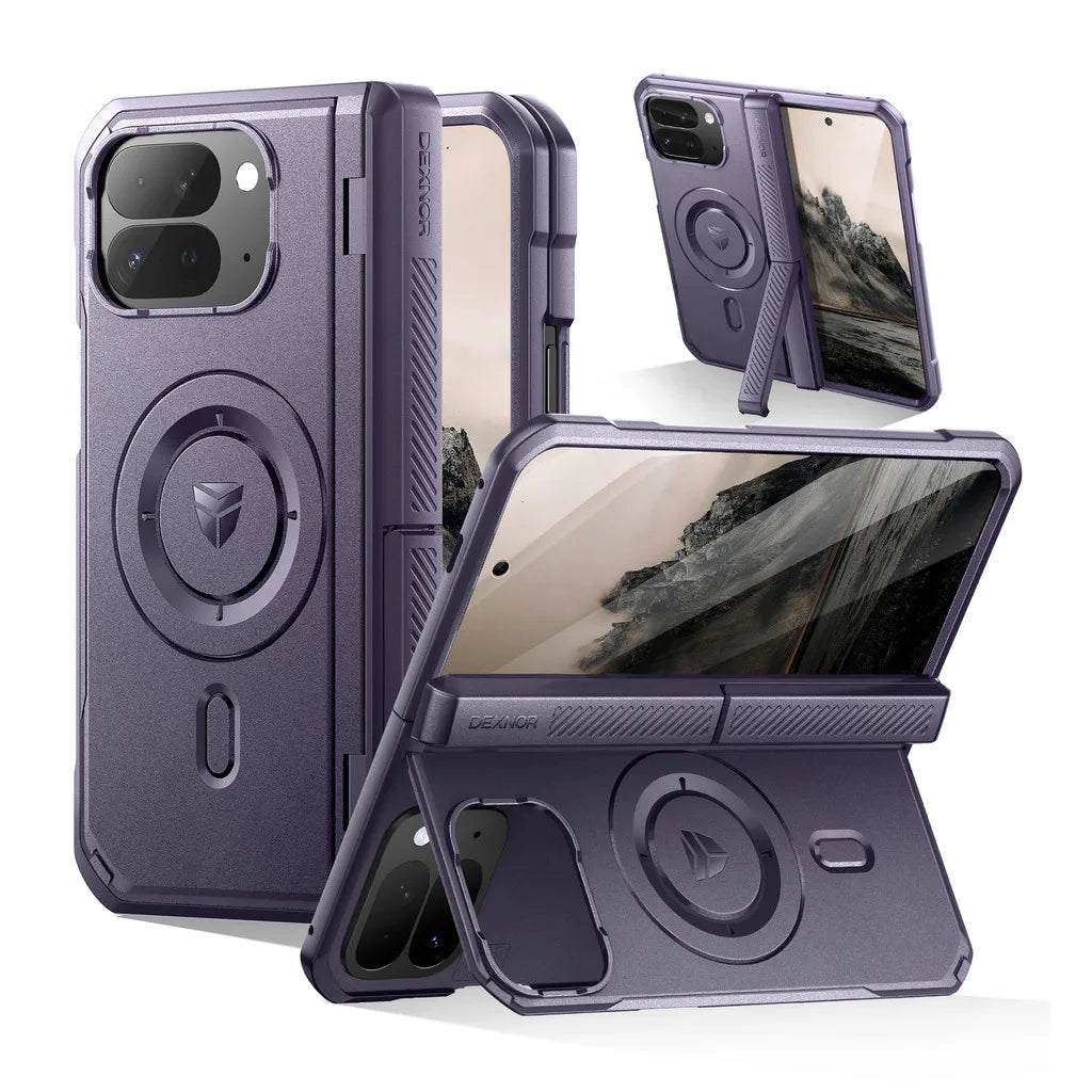 Dexnor Magnetic Case for Google Pixel 10 Pro Fold with Dual Kickstands Front Screen Protector Hinge Protection Cover