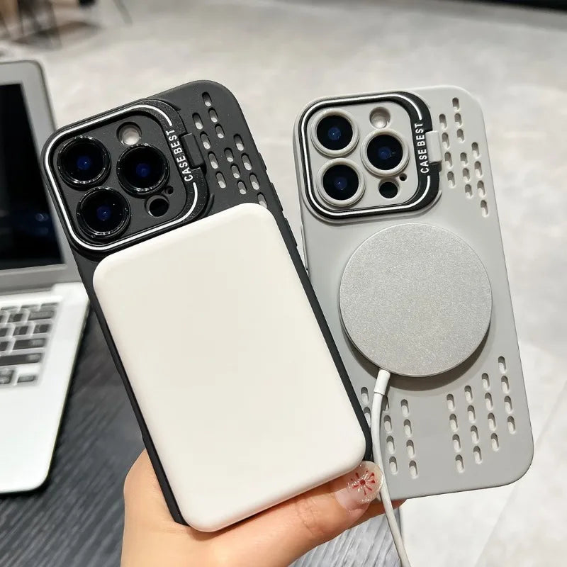Breathable Soft Back Case for iPhone 16 15 14 13 12 11 Pro Max Plus Cooling Heat Dissipation Magnetic Phone Cover for Magsafe