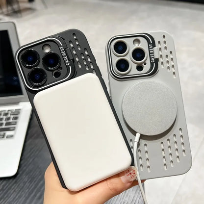 Breathable Soft Back Case for iPhone 16 15 14 13 12 11 Pro Max Plus Cooling Heat Dissipation Magnetic Phone Cover for Magsafe