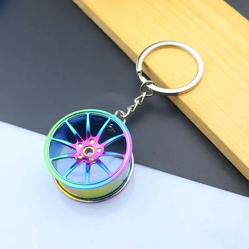 Creative Mini Auto Parts Car Wheel Keychain Auto Enthusiast Metal Keyring Accessories Key Ring Chain for Men Woman Lover Gift