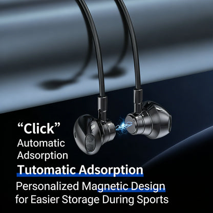 Wireless Bluetooth neckband headphones with digital display function, large-capacity semi-in-ear sports stereo headphones