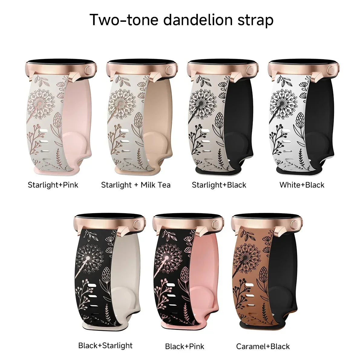 New Silicone Strap For Samsung Galaxy Watch 4/5/6/7 40mm 44mm 5 Pro 45mm Two-Tone Dandelion Band for Galaxy Watch 6/4 classic