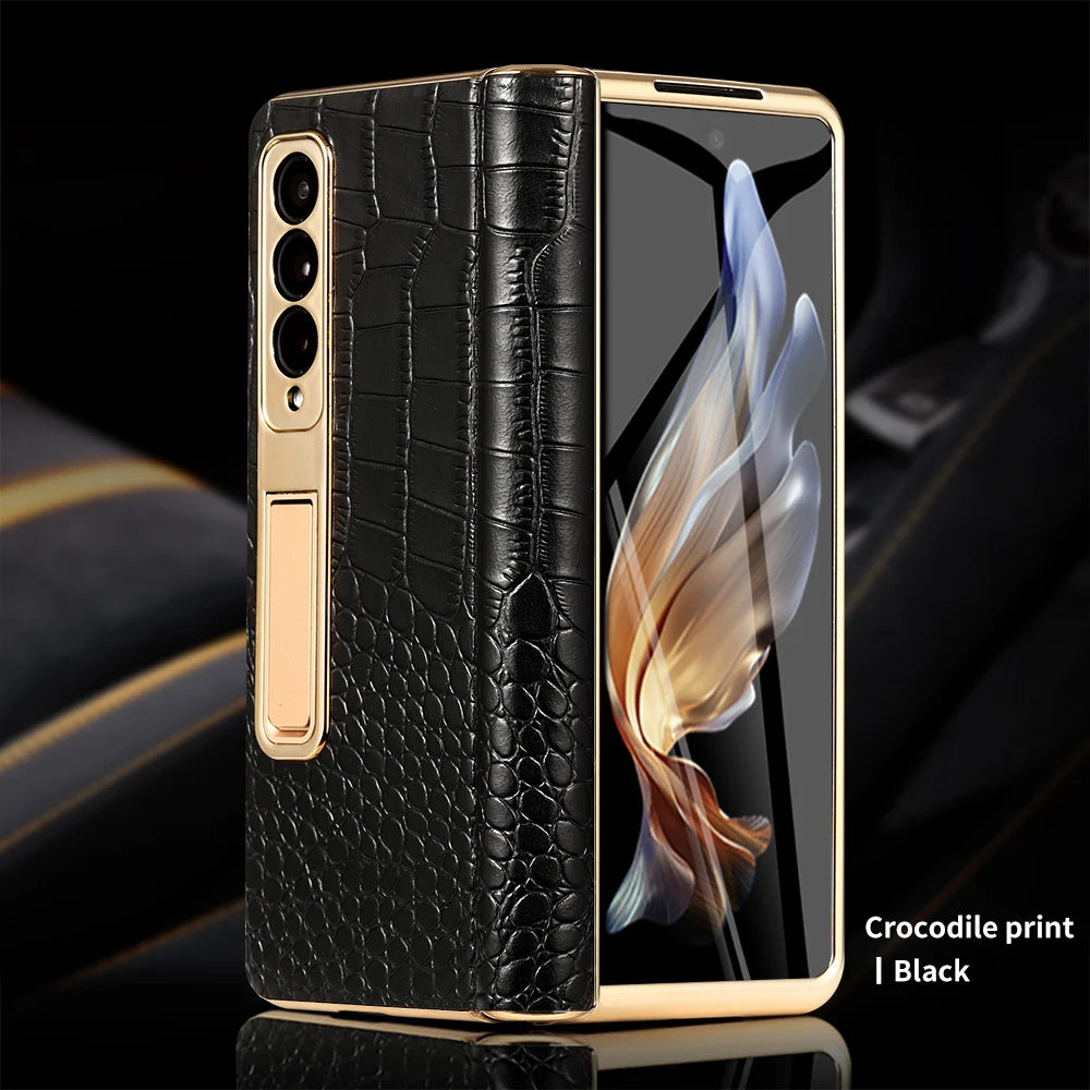 LANGSIDI Brand Luxury Genuine Leather Shockproof Case for Samsung Galaxy Z Fold 3 4 5 6 Magnetic Hinge Protective Stand Cover