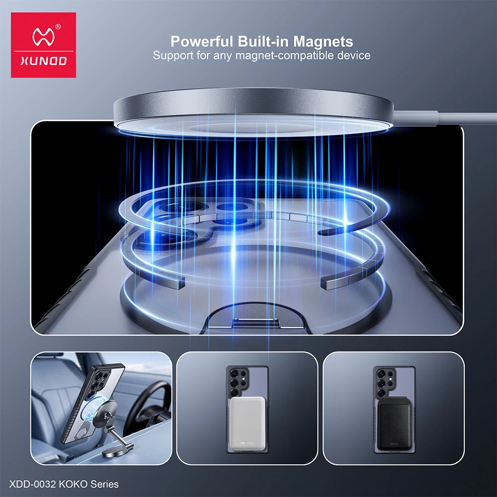 Xundd For Samsung Galaxy S25 24 23 Ultra Case with Adjustable Kickstand Magnetic Case,Anti-Slip Anti-fingerprint Matte Cover