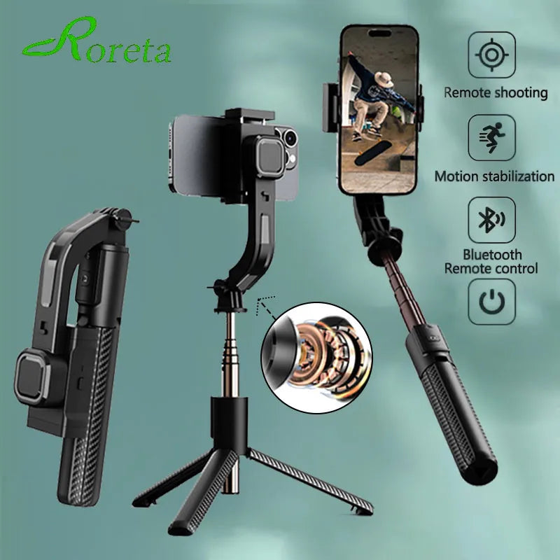 Roreta Telescopic Selfie Stick Tripod Monopod Stand Mobile Phone Support Wireless Gimbal Stabilizer For iOS Android Holder