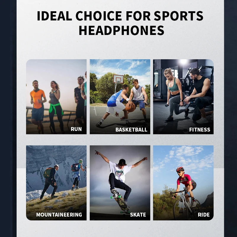 2025 True Bone Conduction Earphones Bluetooth 5.3 Sports Wireless Headphones Ear Hook Waterproof Headset for Running Driving