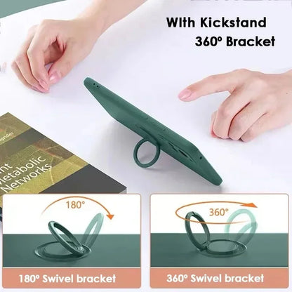 Magnetic Ring Holder Stand Liquid Silicone Phone Case for Google Pixel 9 8 8A 7 Pro XL 7A 6A Candy Colour Shockproof Soft Cover