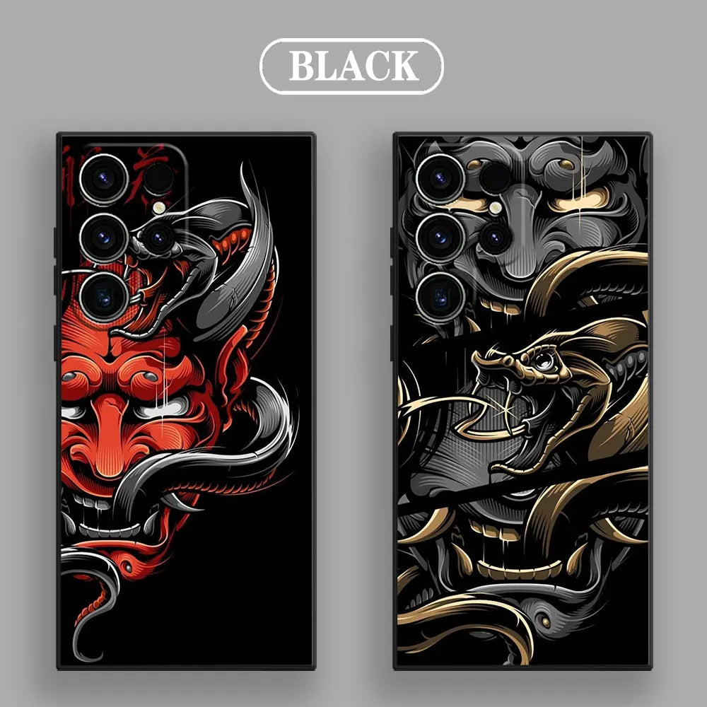 Samurai Hannya Mask Ghost Phone Case For Samsung Galaxy S24FE Cases S25 S23 S21 Ultra S20 S24 FE S22 Plus A25 A35 A54 A55 Cover