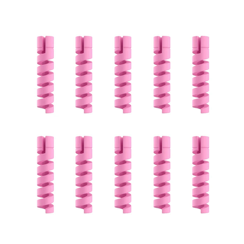 10pcs Cable Protector Silicone Charge Cable Spiral Winder Wire End Cord Savers Cover For Phone USB Charger Cable Accessories