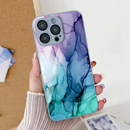 Marble Pattern Phone Case For iPhone 16 Pro Max Case iPhone 15 13 11 12 14 Pro Max 16e X XR XS 7 8 Plus SE Tempered Glass Cover