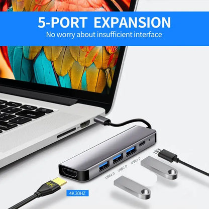 6/5/4/3 Ports USB C Hub to 4K HDMI-Compatible PD fast charge USB 3.0 2.0 HUB 4K 30Hz Charging Docking for MacBook iPad Samsung