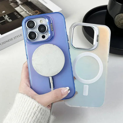 Color Change Magsafe Magnetic Phone Case For iPhone 16 15 14 Plus 13 12 11 Pro Max Lens Glass Film Protection  Metal Stand Cover