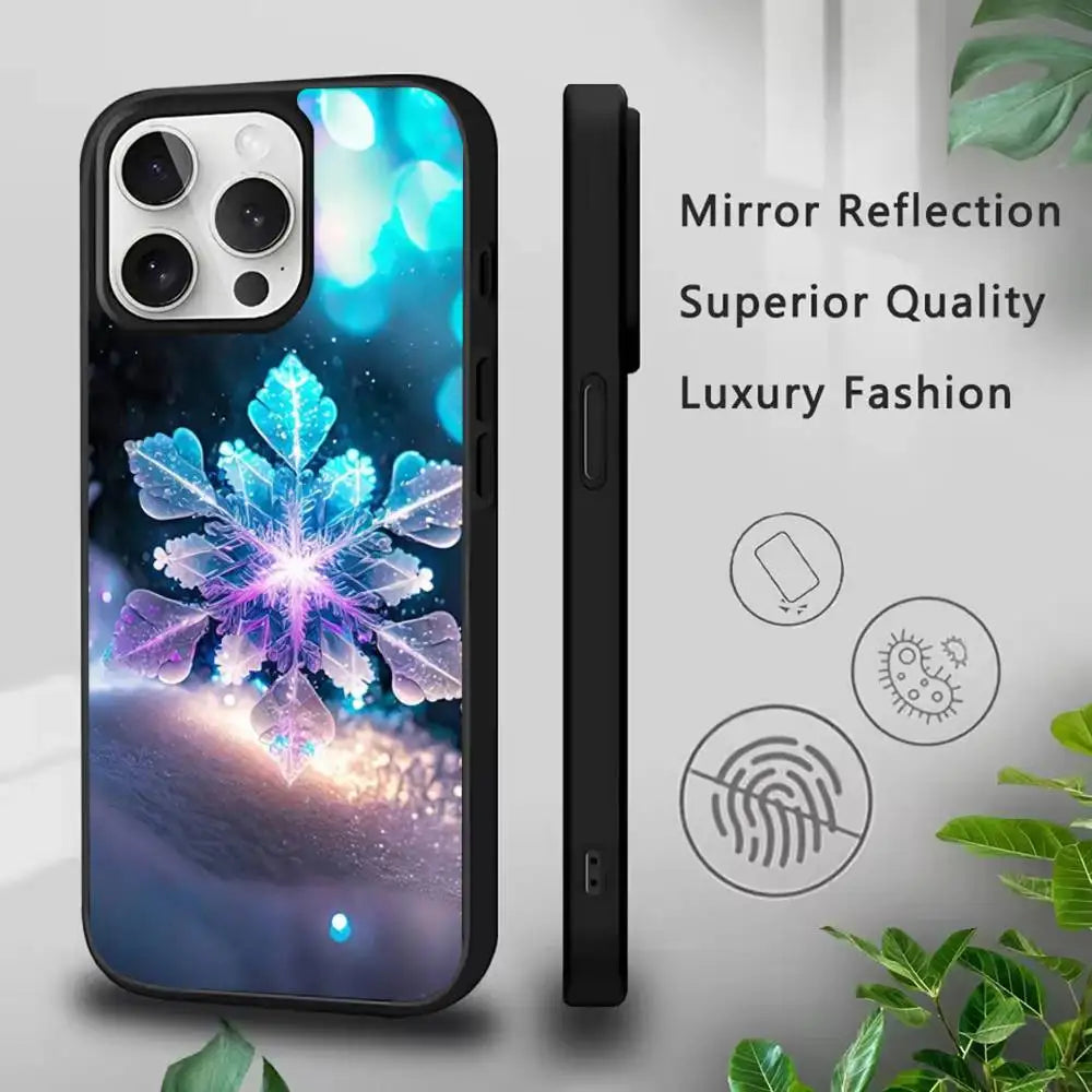 Christmas Art Snowflakes Phone Case For IPhone 17,16,15,Pro,Max,Air,14,Plus,13,12,11 Magesafe Wireless Charge Cover