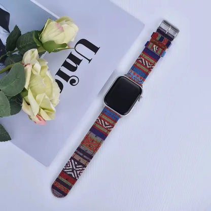 Christmas Exotic Style Fabric Straps For iWatch Band 8 7 SE 45mm 44mm 42mm Sports For Apple Watch 41mm 40mm 38mm Series 6 5 4 3