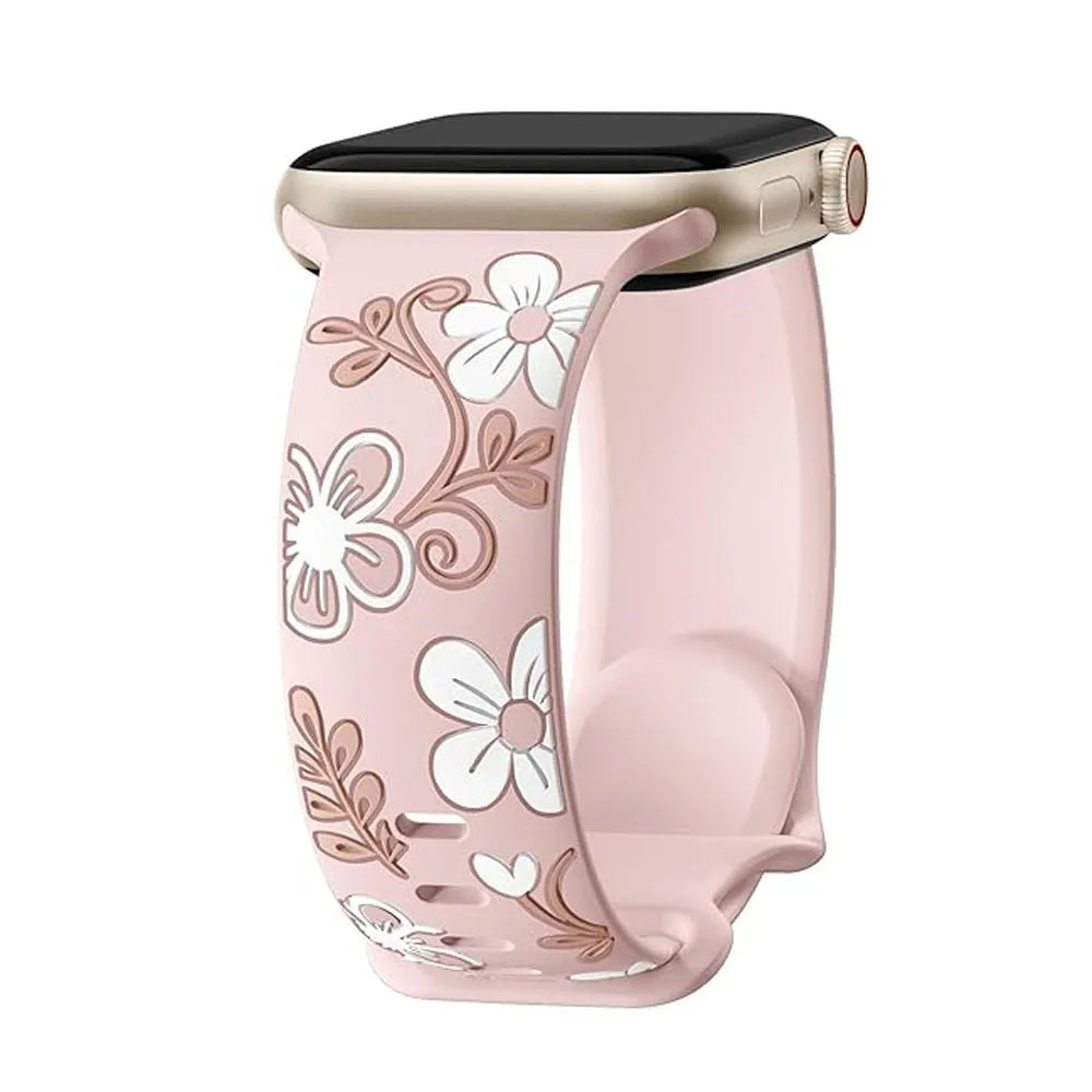 Straps Correa Engraved Silicone Bracelet For Apple Watch 40mm 41mm 42mm 44mm 45mm 46mm 49mm iwatch Series 11 10 9 8 7 6 5 4 SE