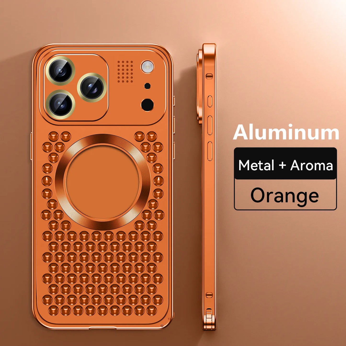 Aroma Metal Phone Case For iPhone 17 16 15 14 13 12 Pro Max Aluminum Alloy Heat Dissipation Anti-fall Lens Protect Magnetic Case